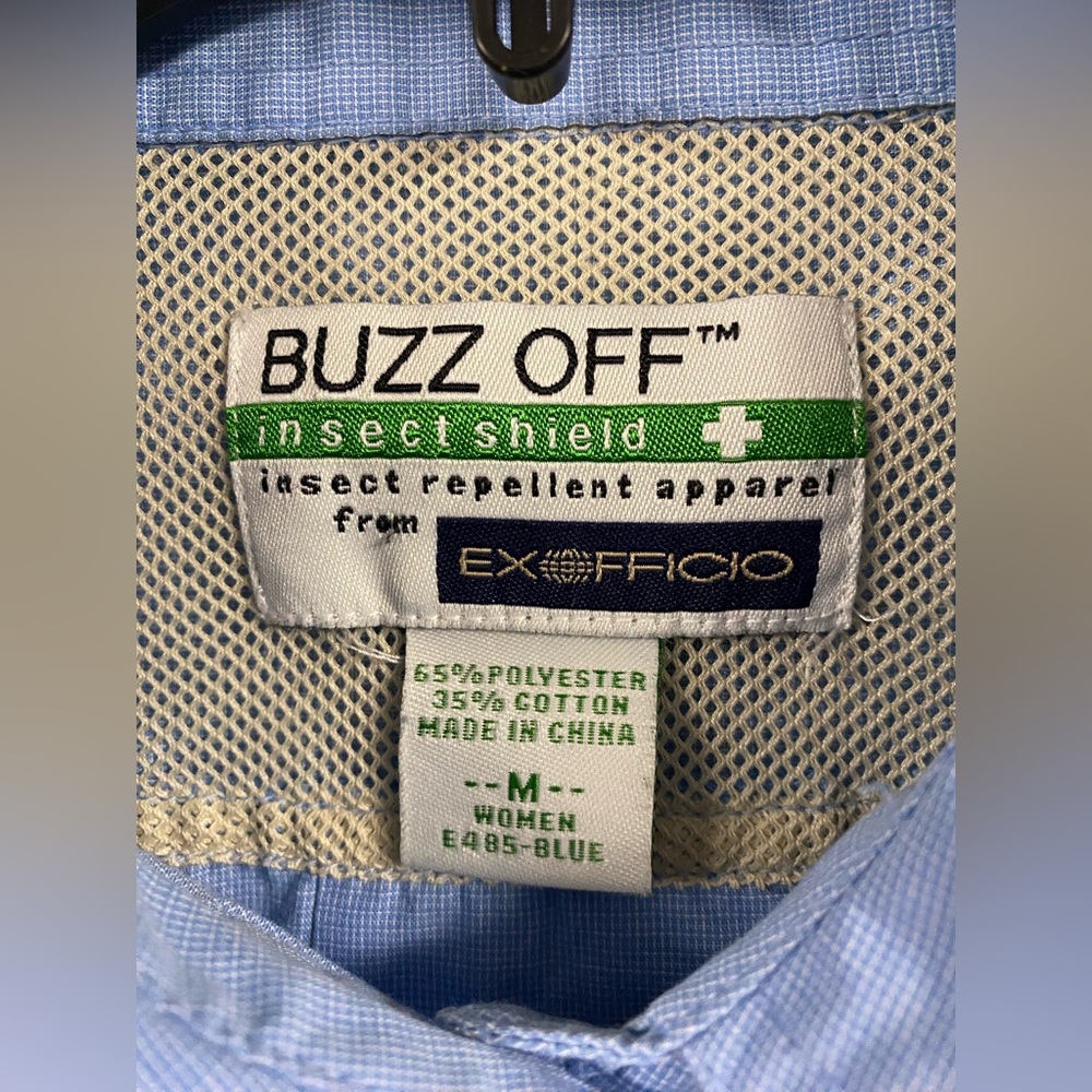ExOfficio Womens Buzz Off Insect Shield Long Sleeve Shirt Lt Blue Size Medium - Picture 4 of 7